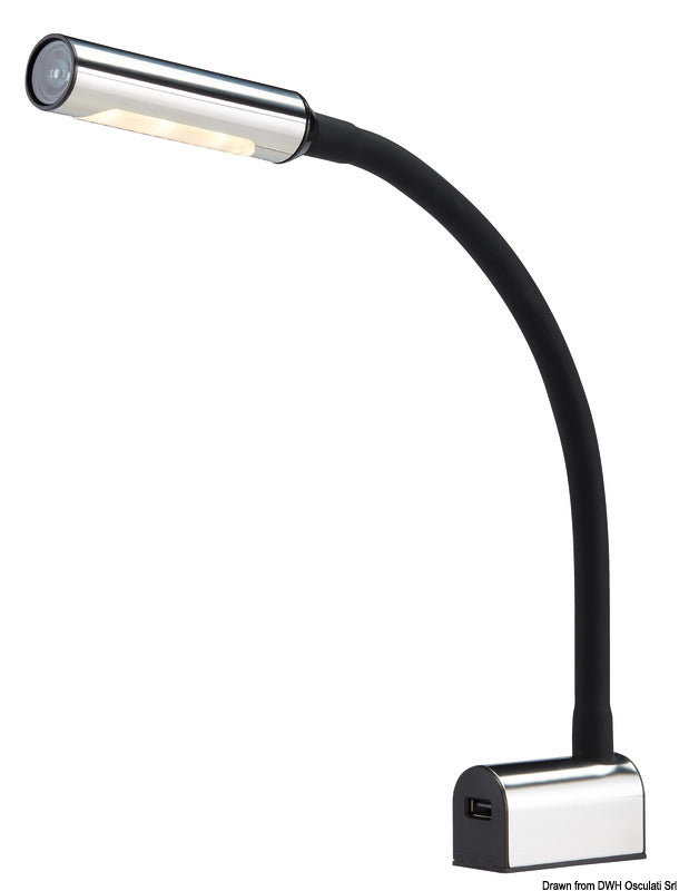 Articulated reading LED spotlight SS + black silicone - foto originale Osculati Srl