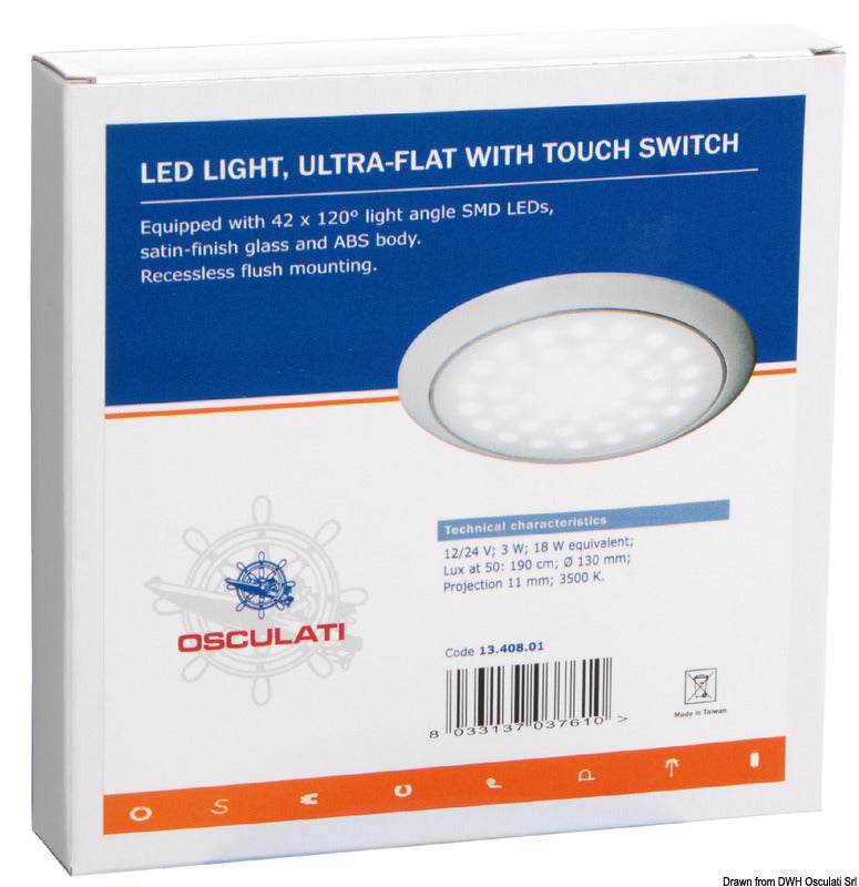 Ultra-flat LED light white ring nut 12/24 V 3 W - foto originale Osculati Srl