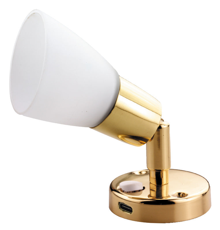 LED brass spotlight w/USB-C and switch - foto originale Osculati Srl