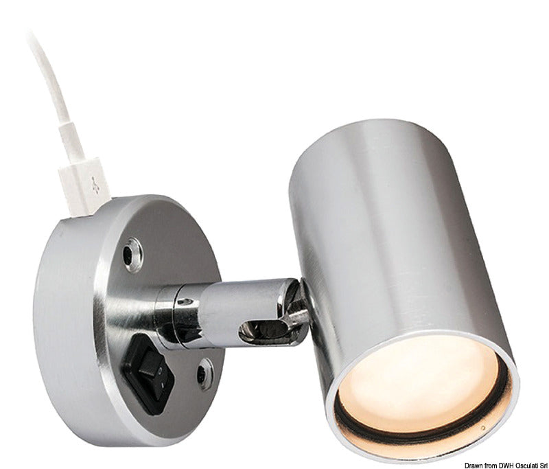 BATSYSTEM Tube LED spotlight w/USB outlet 12V 0.6W - foto originale Osculati Srl