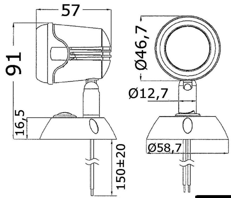 Articulated HI-POWER LED white spotlight 12/24 V - foto originale Osculati Srl