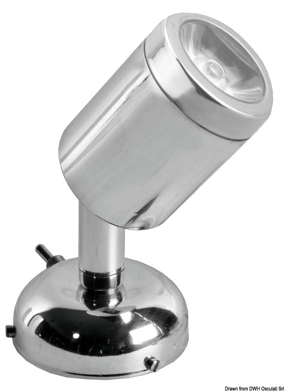 Articulated spotlight polished SS 1 x 3 W HD - foto originale Osculati Srl