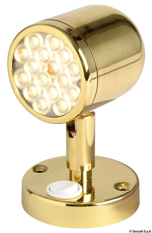 Articulated spotlight polished brass w. switch - foto originale Osculati Srl