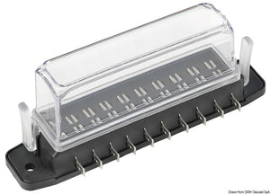 Watertight blade fuse holder deep lid 10 seats - foto originale Osculati Srl