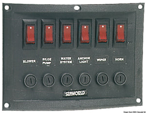 Horizontal control panel w. 6 switches - foto originale Osculati Srl