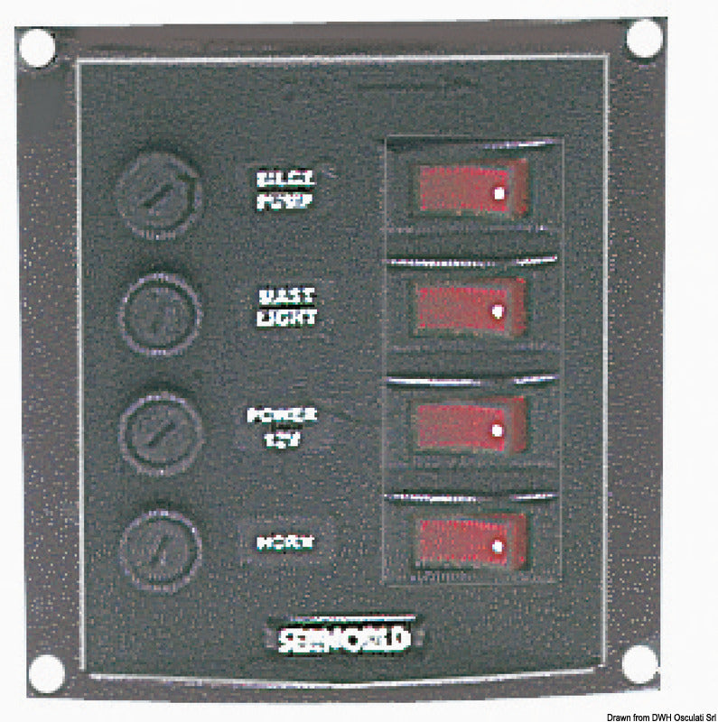 Vertical control panel w. 4 switches - foto originale Osculati Srl