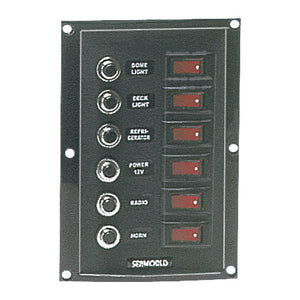 Vertical control panel 6 switches 6 fuses - foto originale Osculati Srl