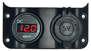 Voltmeter 3/30 V + dual USB socket - foto originale Osculati Srl