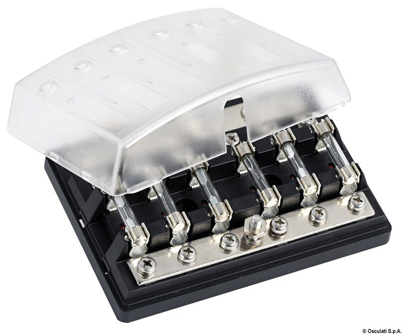 Glass fuse holder box for 6 fuses - foto originale Osculati Srl