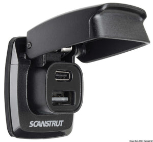 SCANSTRUT Flip Pro USB-A and USB-C watertight socket - foto originale Osculati Srl
