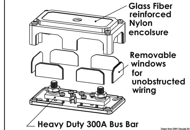 Bus-Bar Heavy Duty terminal 2 x 10 mm - foto originale Osculati Srl