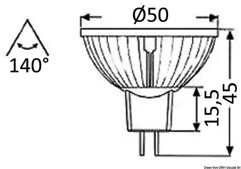 LED spare spotlight HD 4 W 12/24 V - foto originale Osculati Srl