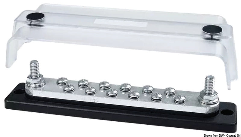 Heavy-Duty Bus Bar Techno w/clear lid 2x8 - foto originale Osculati Srl