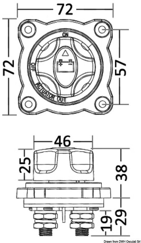 Semi-recessed battery switch ON-OFF-OUT - foto originale Osculati Srl