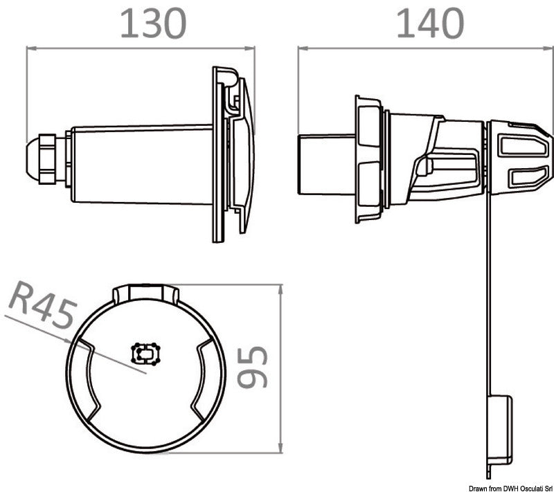 Cruiser black socket 16 A + SS lid - foto originale Osculati Srl