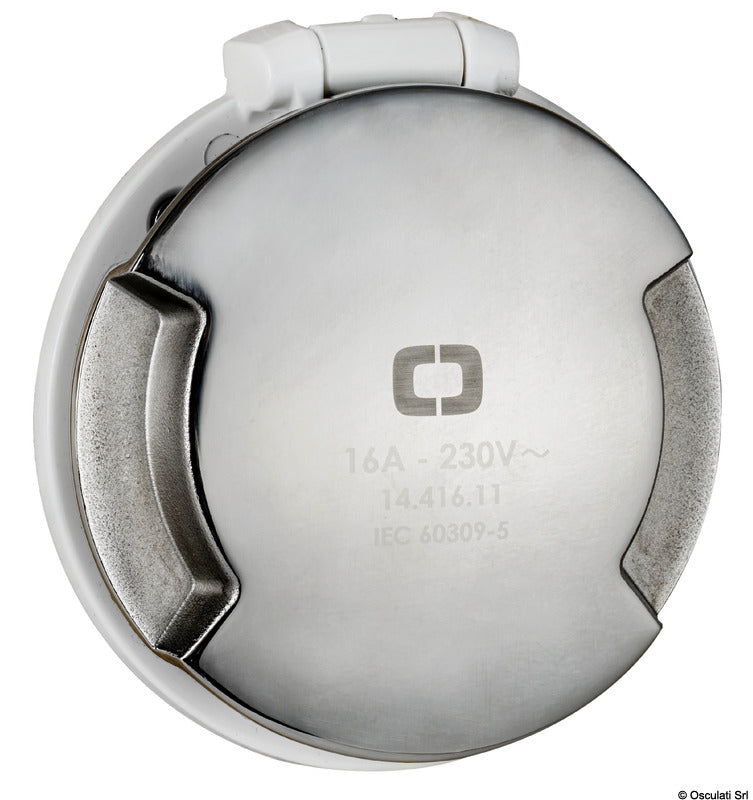 Cruiser socket 32A white and SS closure cap - foto originale Osculati Srl