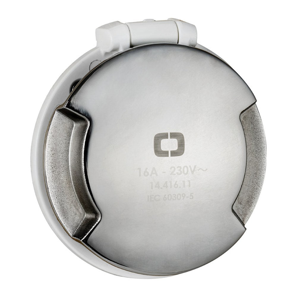 Cruiser socket 32A white and SS closure cap - foto originale Osculati Srl