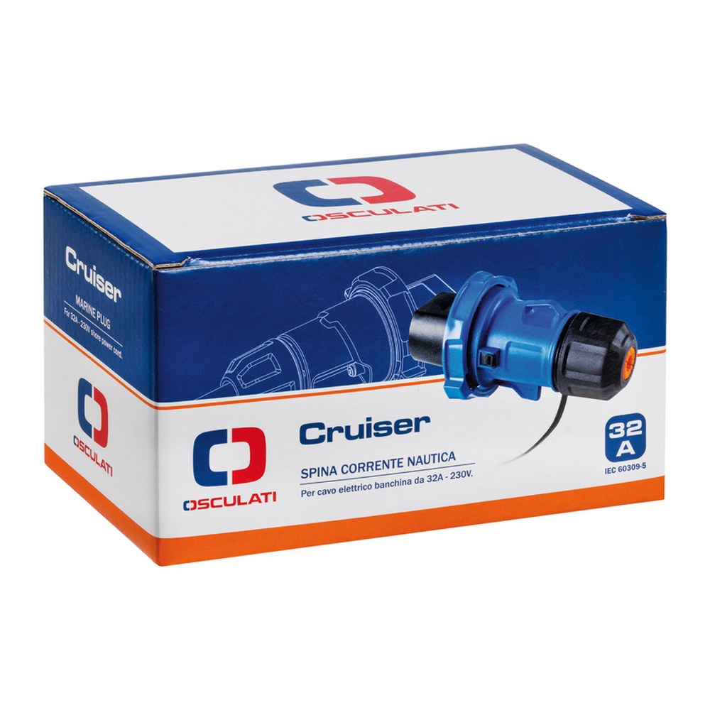 Cruiser socket 32A black and SS closure cap - foto originale Osculati Srl