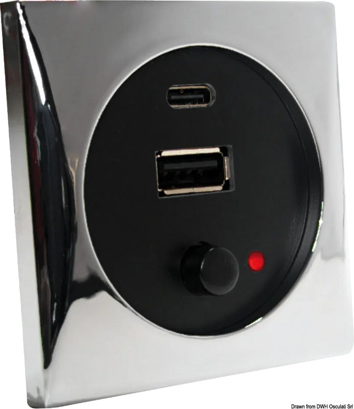 Batsystem USB port 5 V chromed - foto originale Osculati Srl