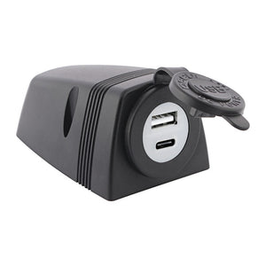 USB-A + USB-C socket with housing - foto originale Osculati Srl
