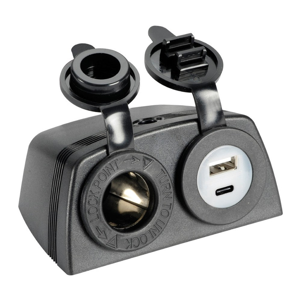 Lighter + USB-A + USB-C socket with housing - foto originale Osculati Srl