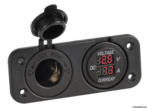 Digital voltmeter and ammeter, power outlet 12 V - foto originale Osculati Srl