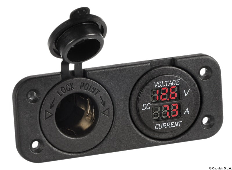 Digital voltmeter and ammeter, power outlet 12 V - foto originale Osculati Srl
