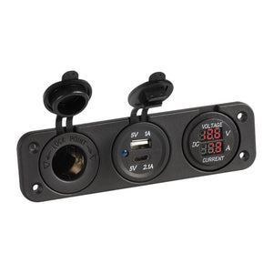 Digital voltmeter and ammeter 12V USB-A + USB-C - foto originale Osculati Srl