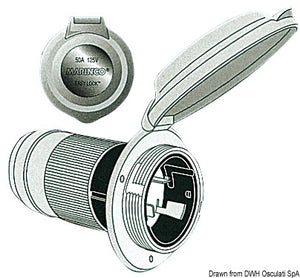 Marinco 3-wire bipolar monophase socket - foto originale Osculati Srl