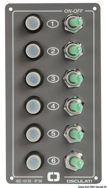 Elite electric control panel 6 switches - foto originale Osculati Srl
