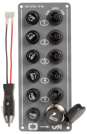 Electric control panel 5 switches + lighter plug - foto originale Osculati Srl