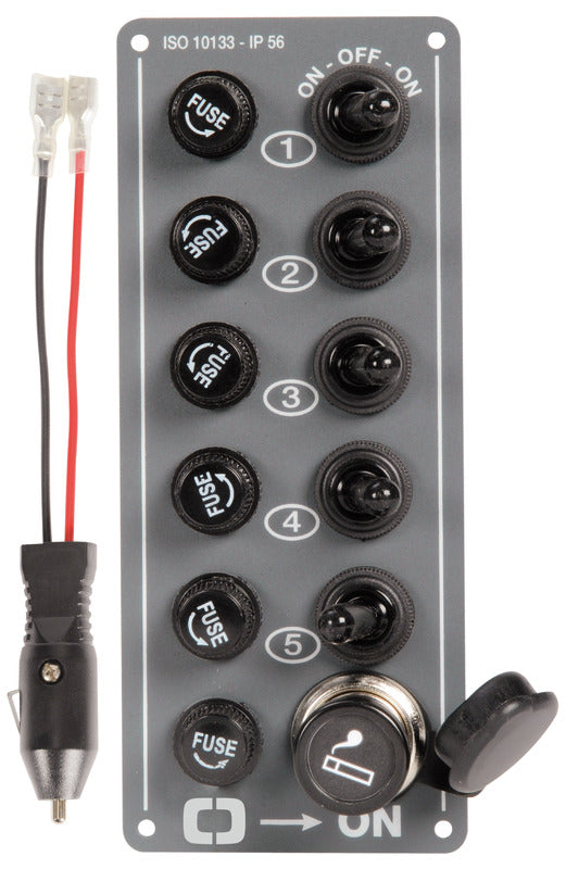 Electric control panel 5 switches + lighter plug - foto originale Osculati Srl