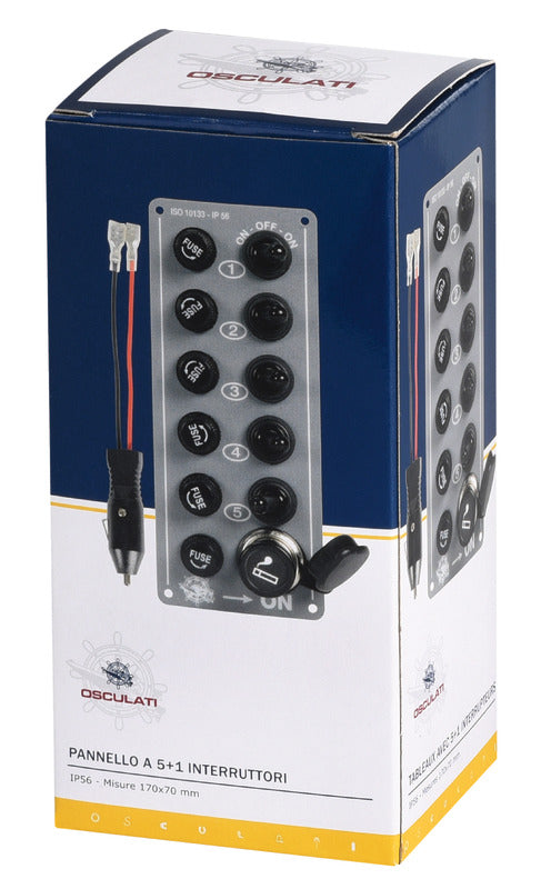 Electric control panel 5 switches + lighter plug - foto originale Osculati Srl