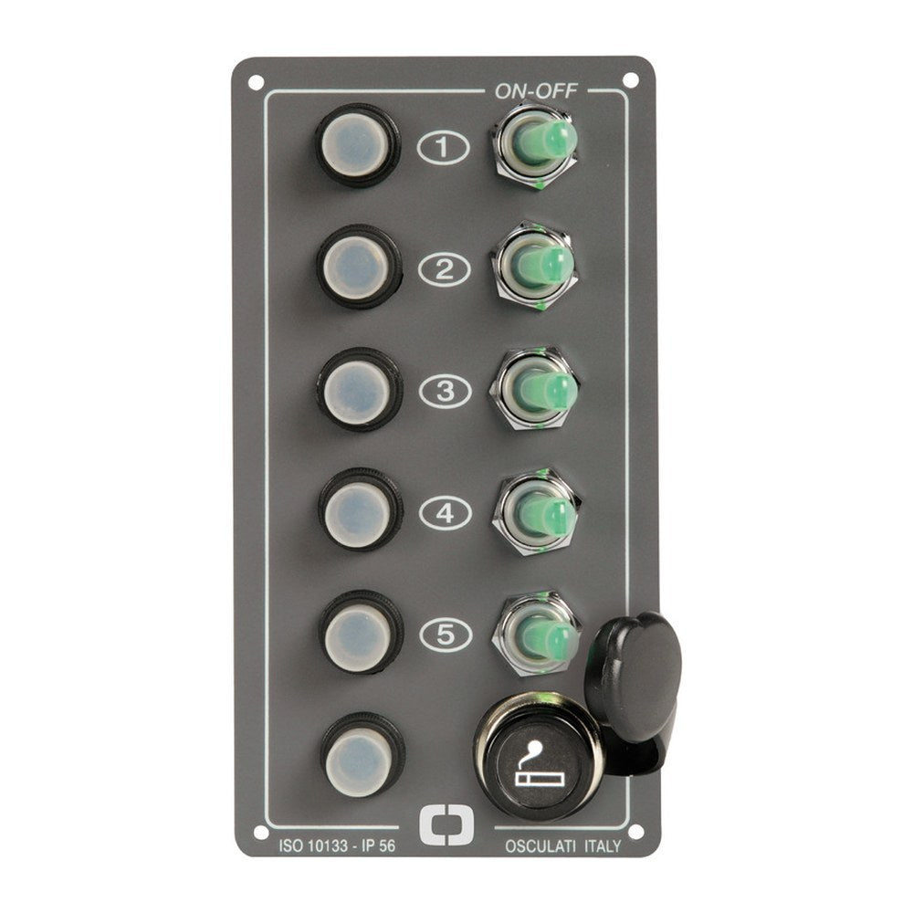 Elite control panel 5 switches + lighter plug - foto originale Osculati Srl