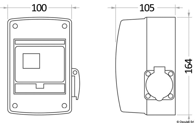 Electric panel 16 A w/Schuko socket - foto originale Osculati Srl