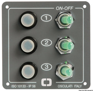 Control panel w. 3 resettable switches - foto originale Osculati Srl
