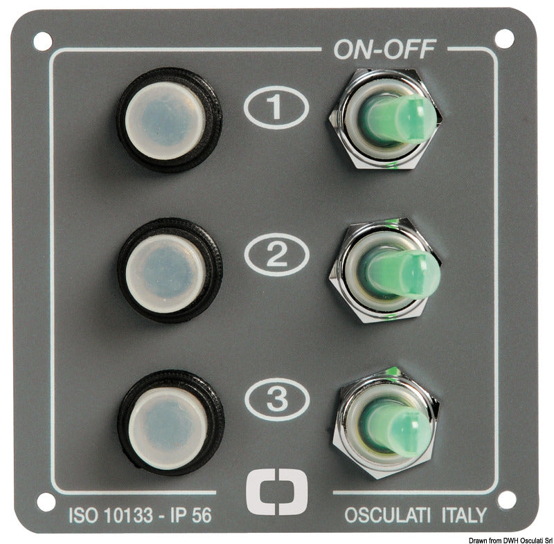 Control panel w. 3 resettable switches - foto originale Osculati Srl