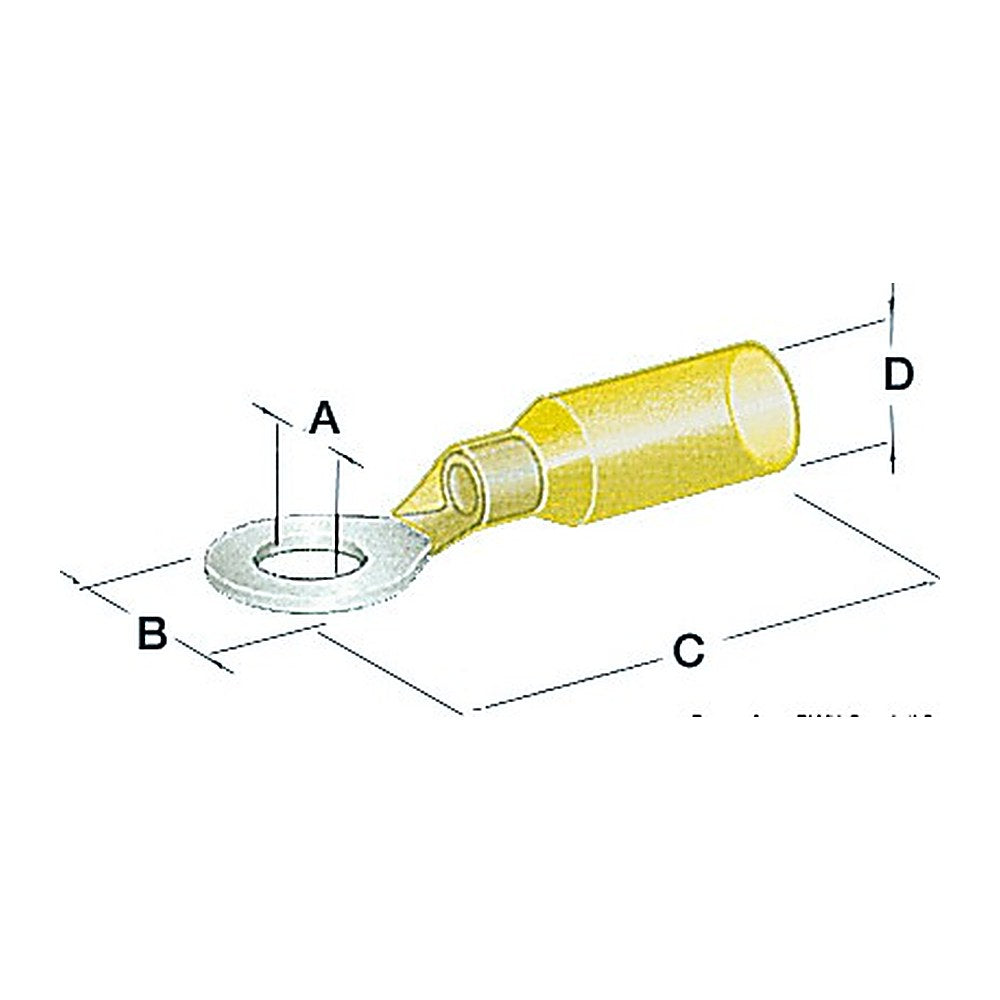Pre-insulatd watertight eye 5.3 mm yellow (pack of 50) - foto originale Osculati Srl