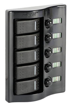 Control panel 5 flush rocker switches pol.graphite - foto originale Osculati Srl