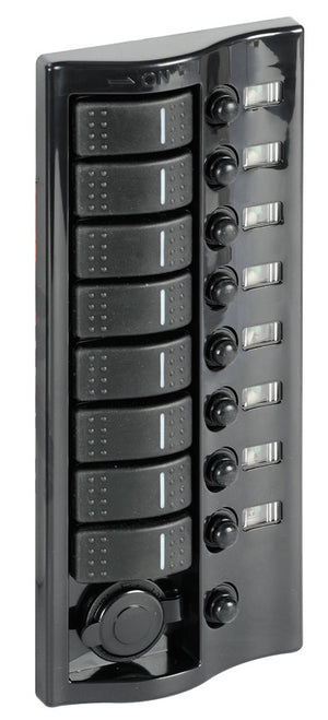 Control panel 9 flush rocker switches pol.graphite - foto originale Osculati Srl