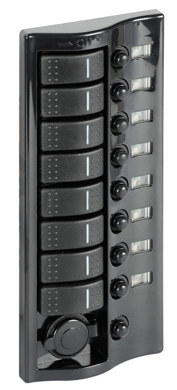 Control panel 9 flush rocker switches pol.graphite - foto originale Osculati Srl