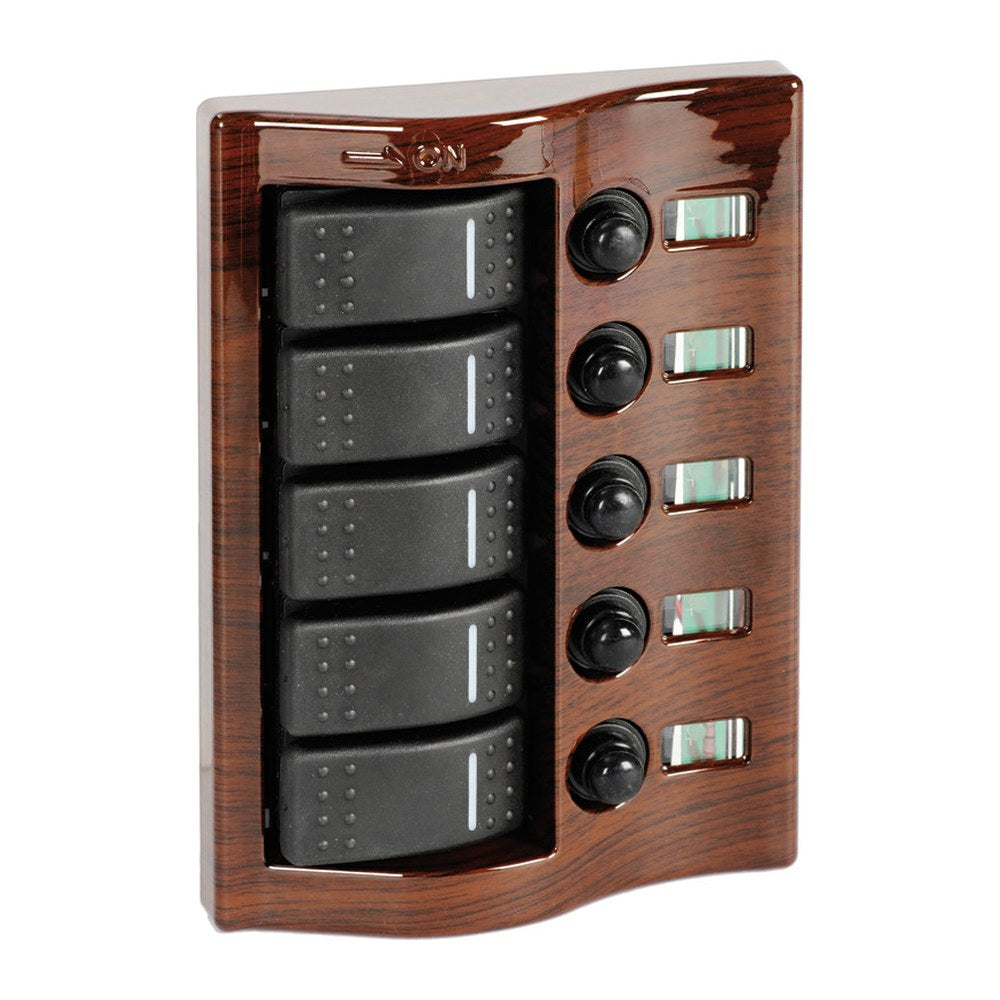Control panel 5 flush rocker switches mahogany - foto originale Osculati Srl