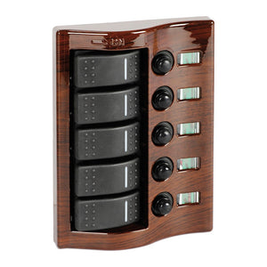 Control panel 5 flush rocker switches mahogany - foto originale Osculati Srl
