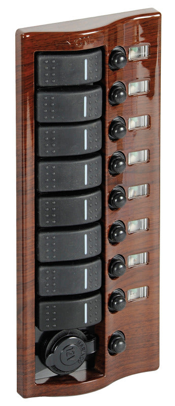 Control panel 9 flush rocker switches mahogany - foto originale Osculati Srl