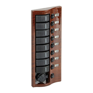Control panel 9 flush rocker switches mahogany - foto originale Osculati Srl