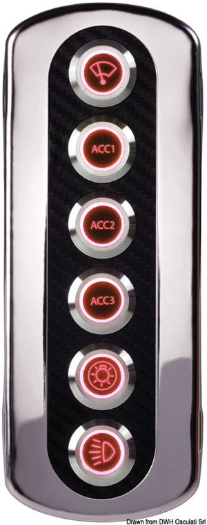 Backlit carbon fiber panel. Red LED - foto originale Osculati Srl