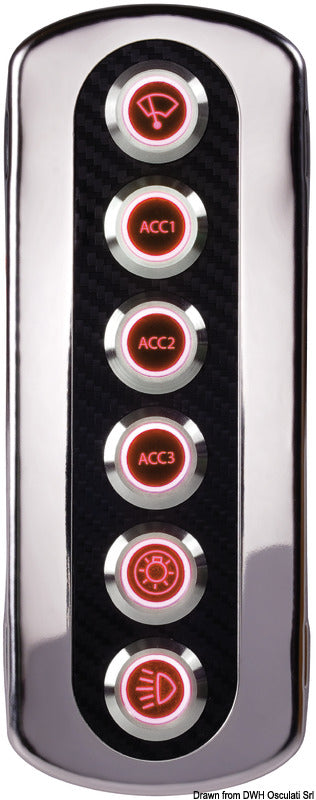 Backlit carbon fiber panel. Red LED - foto originale Osculati Srl