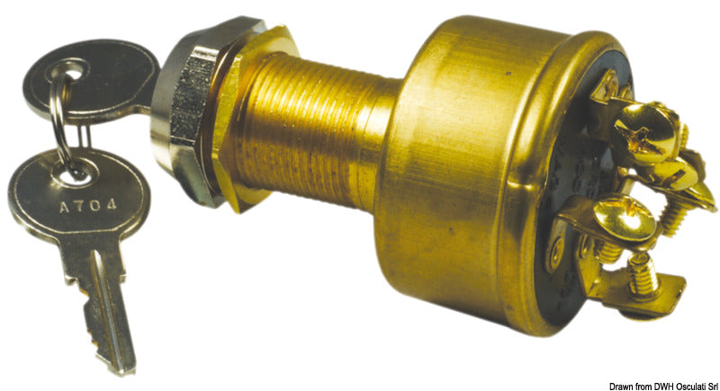 Watertight ignition key 5 positions brass - foto originale Osculati Srl