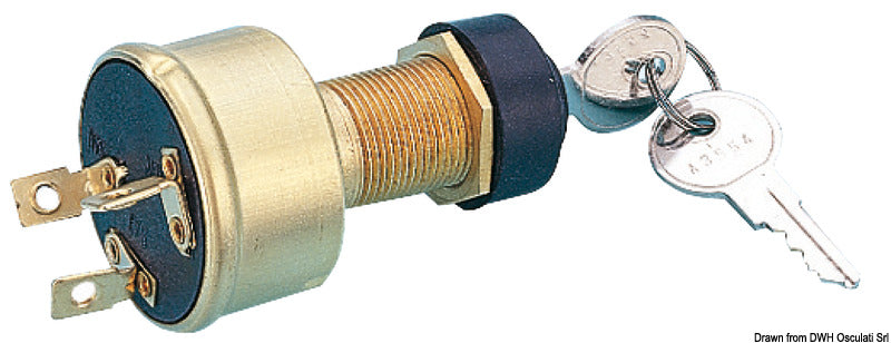 Watertight ignition key 3 positions brass - foto originale Osculati Srl