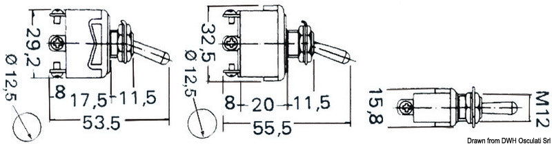 Toggle switch (ON)-OFF-(ON) 6 terminals (pack of 10) - foto originale Osculati Srl